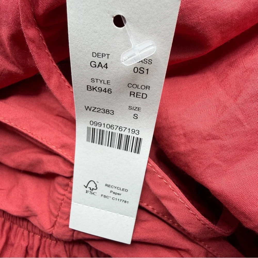 J.Crew Re-Imagined Cotton Puff Sleeve Smocked Mini Dress Red Small NWT